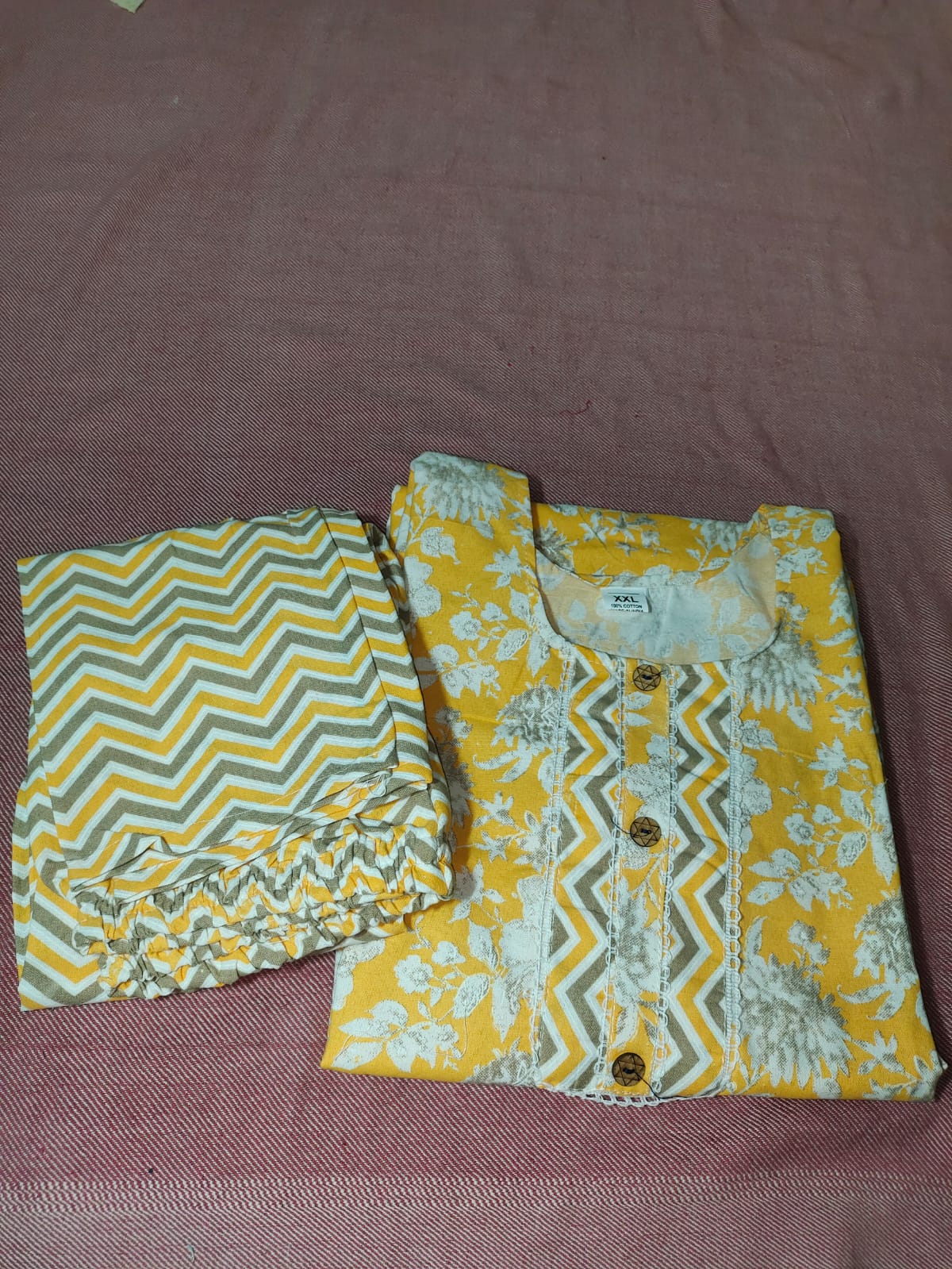 Fusionn Clickbait Yellow Printed Kurta Pant Co-Ord Set