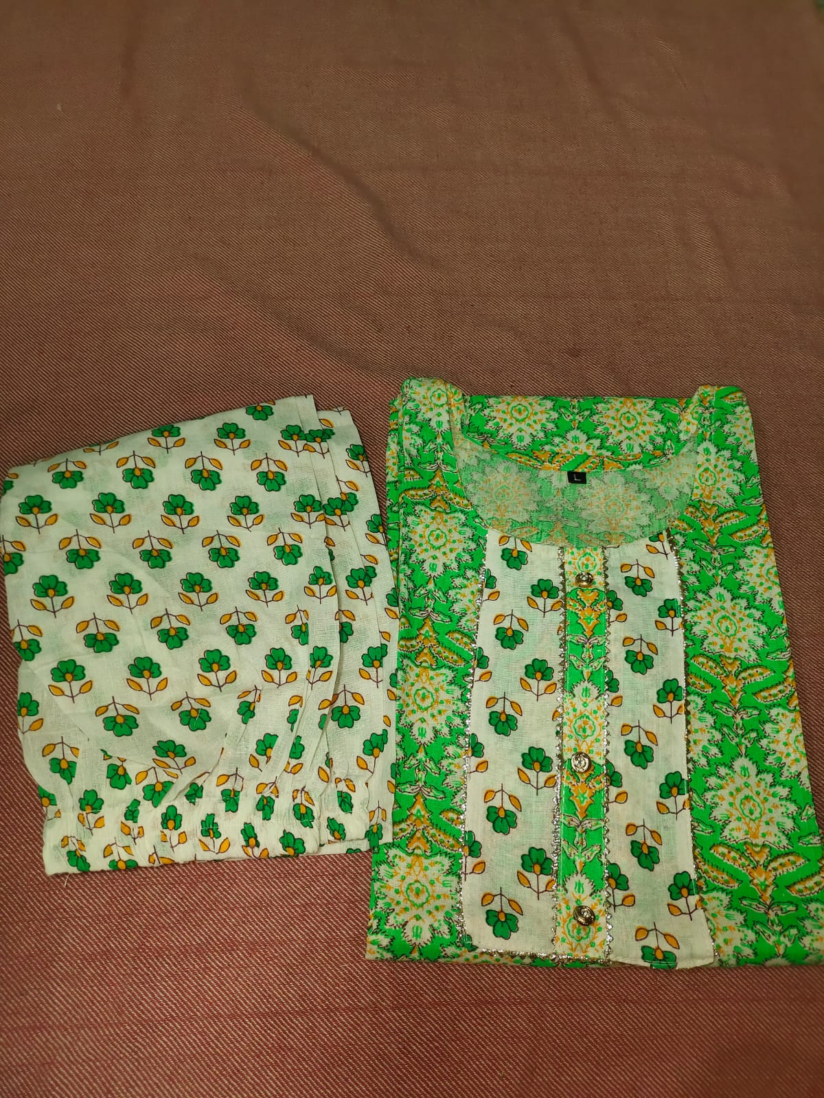 Fusionn Clickbait Green Printed Kurta Pant Co-Ord Set