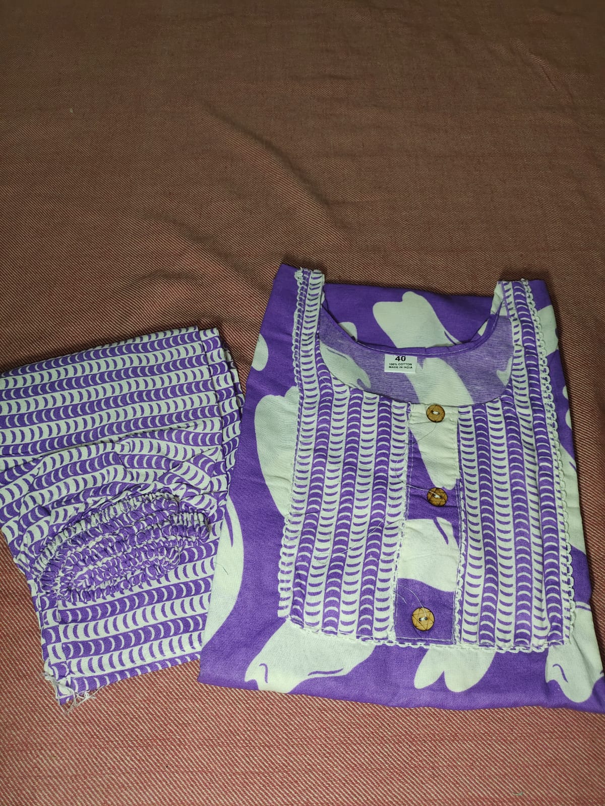 Fusionn Clickbait Purple Printed Kurta Pant Co-Ord Set