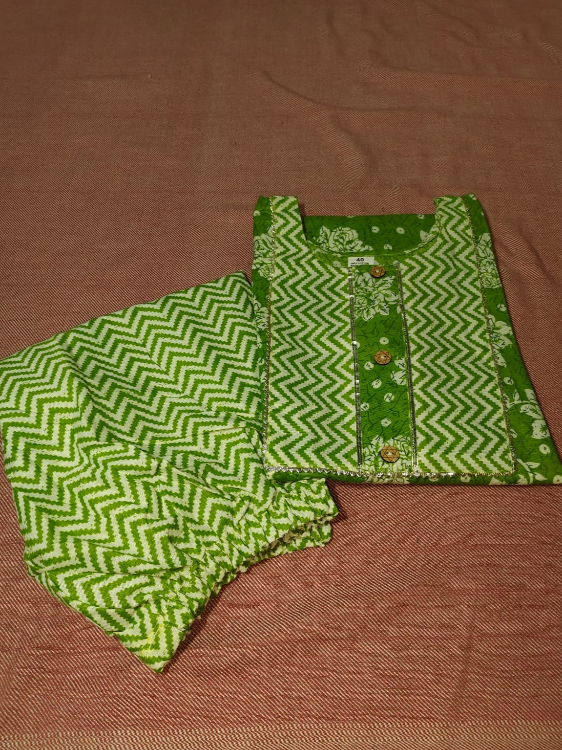 Fusionn Clickbait Light green Printed Kurta Pant Co-Ord Set