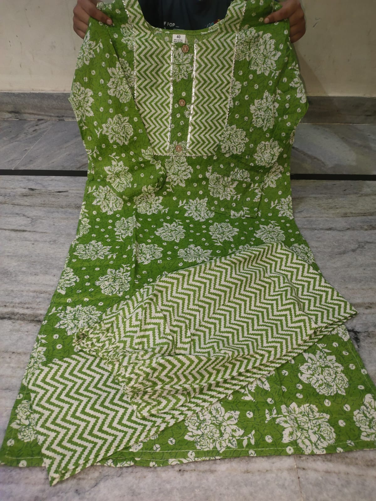 Fusionn Clickbait Light green Printed Kurta Pant Co-Ord Set