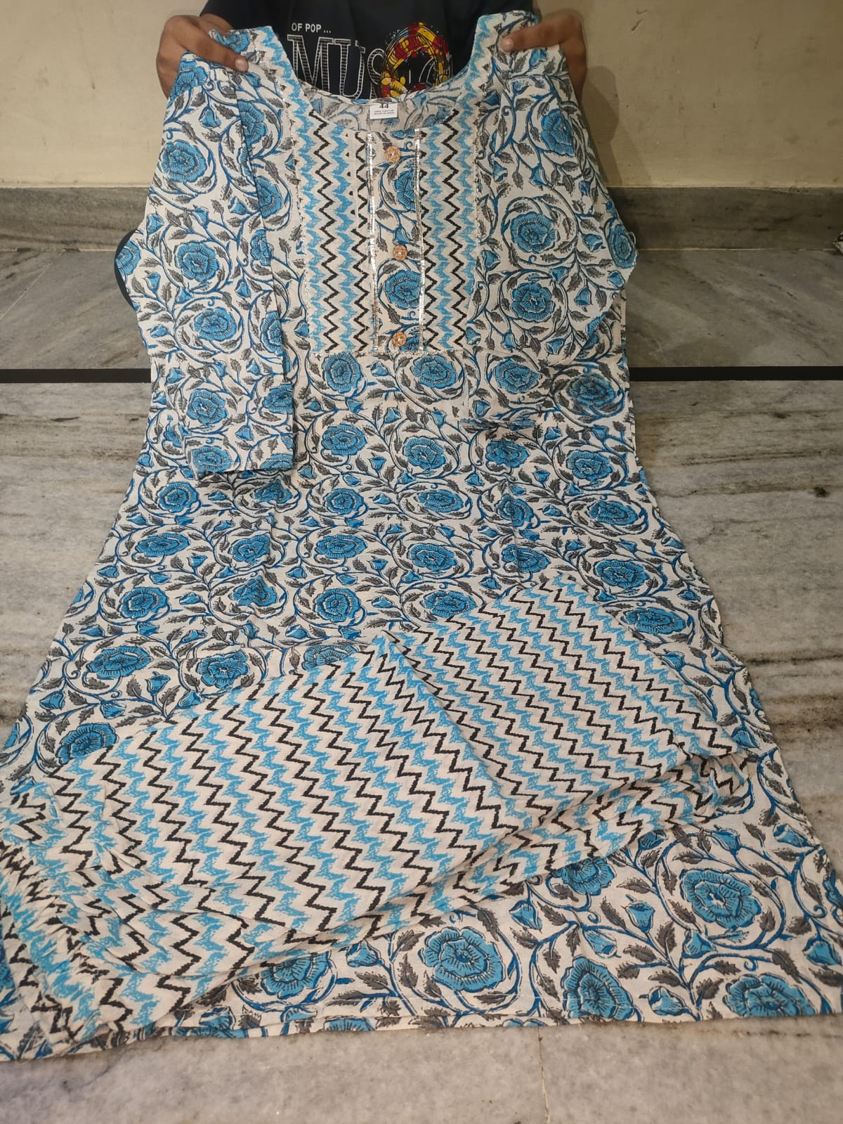 Fusionn Clickbait Blue Printed Kurta Pant Co-Ord Set