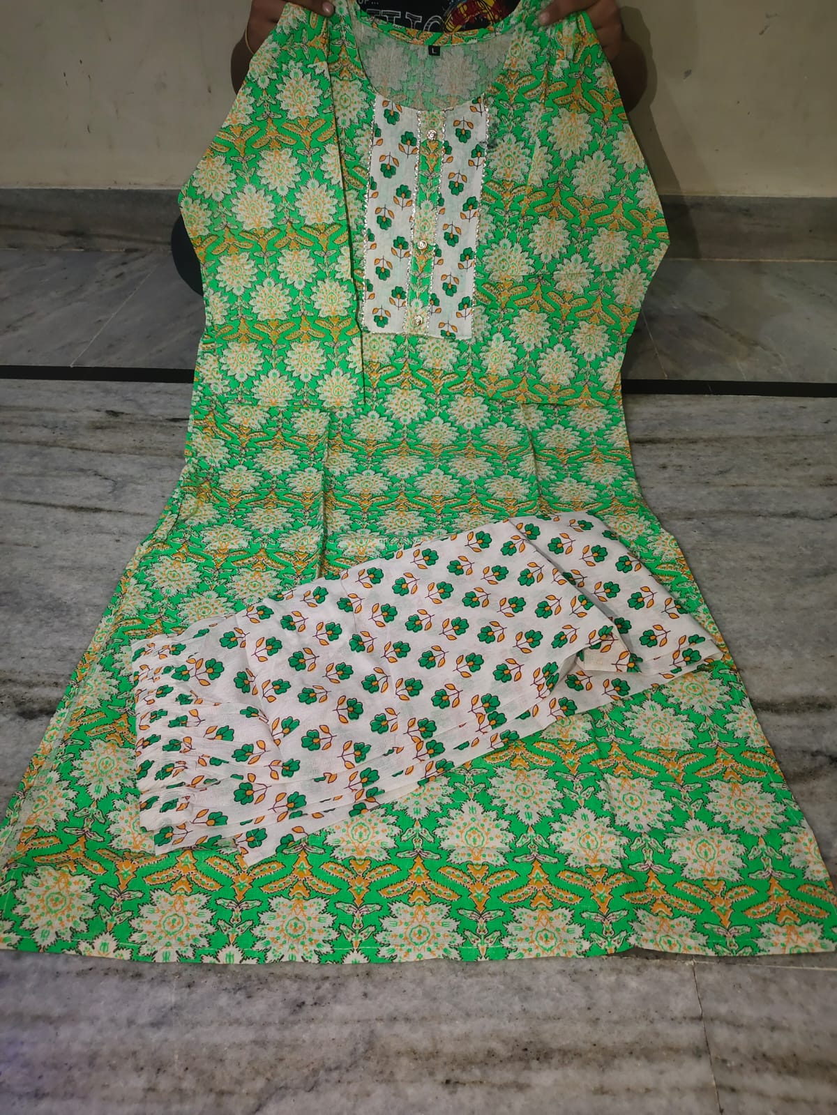 Fusionn Clickbait Green Printed Kurta Pant Co-Ord Set