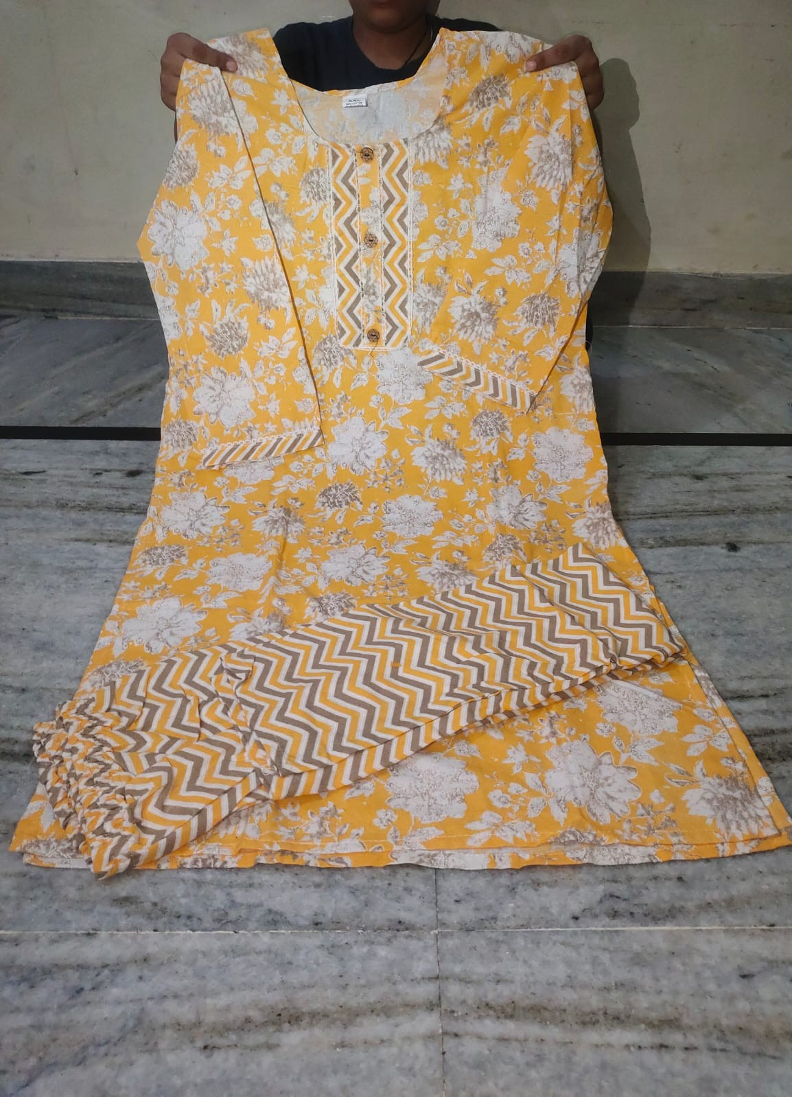 Fusionn Clickbait Yellow Printed Kurta Pant Co-Ord Set