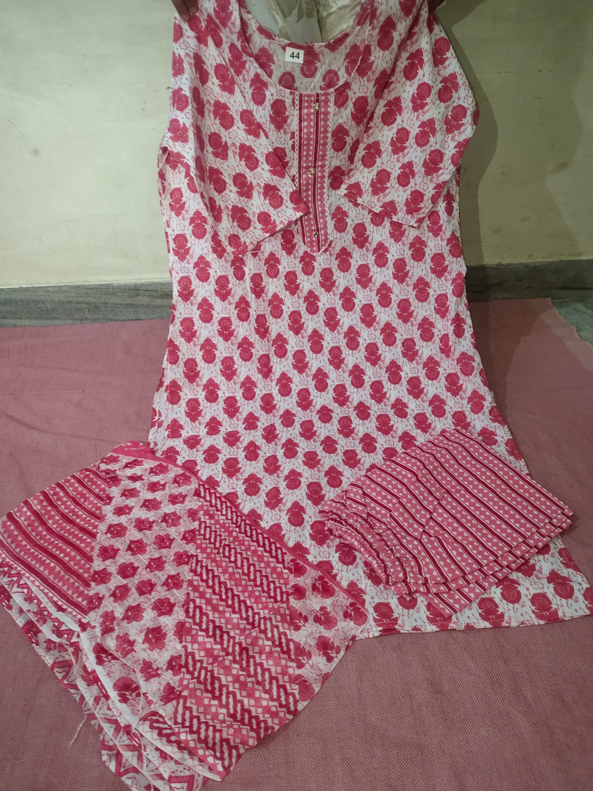 Fusionn Clickbait Printed straight cotton kurta pant Dupatta set