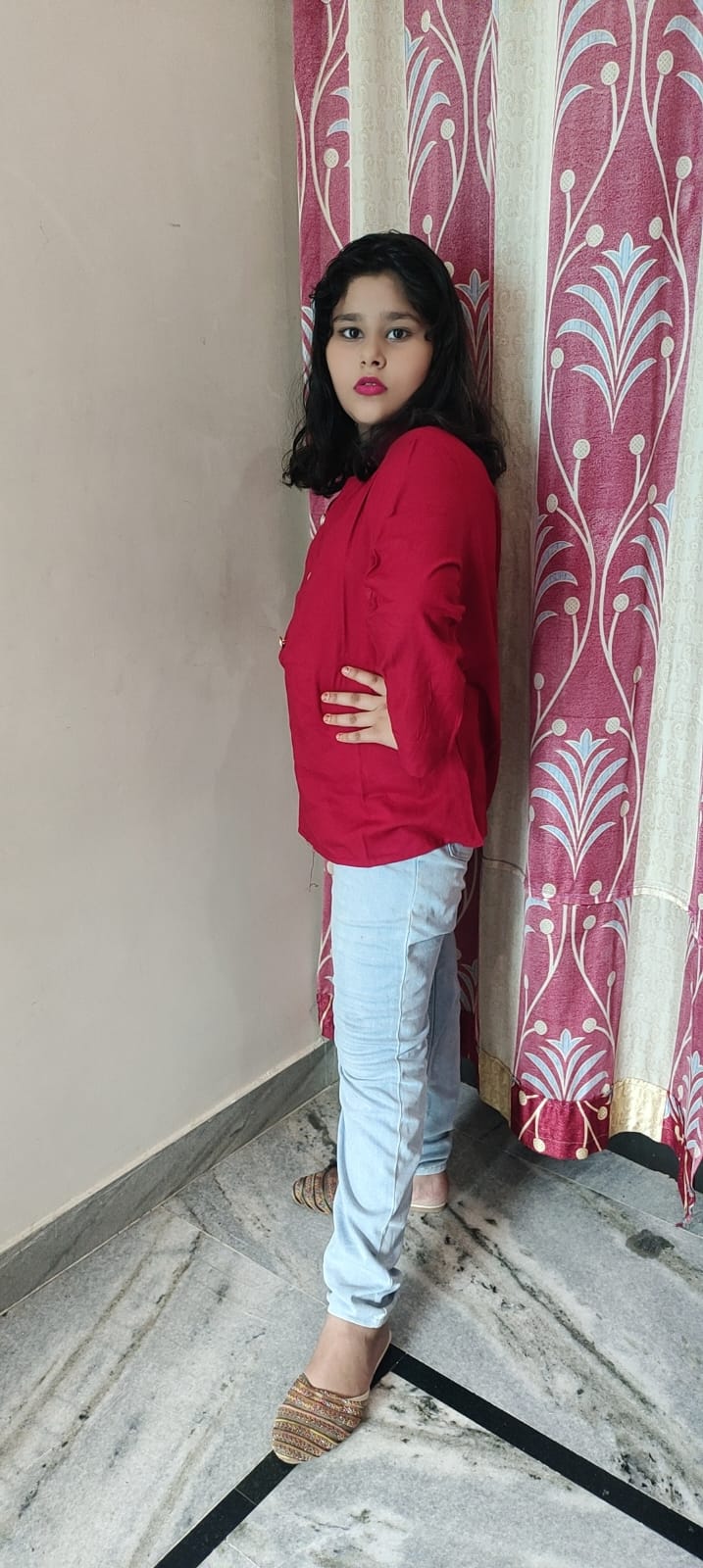 Red Kurta shirt top