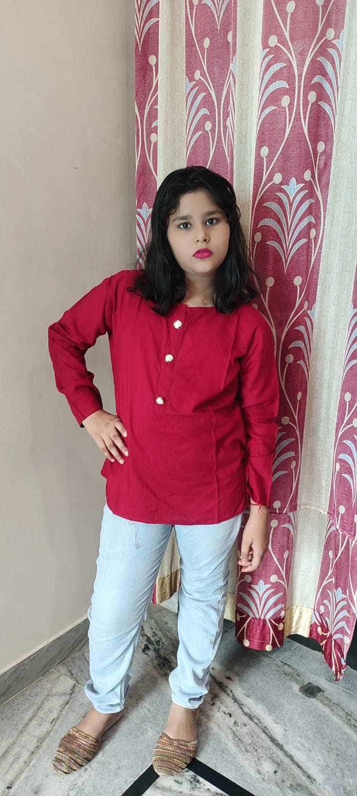 Red Kurta shirt top