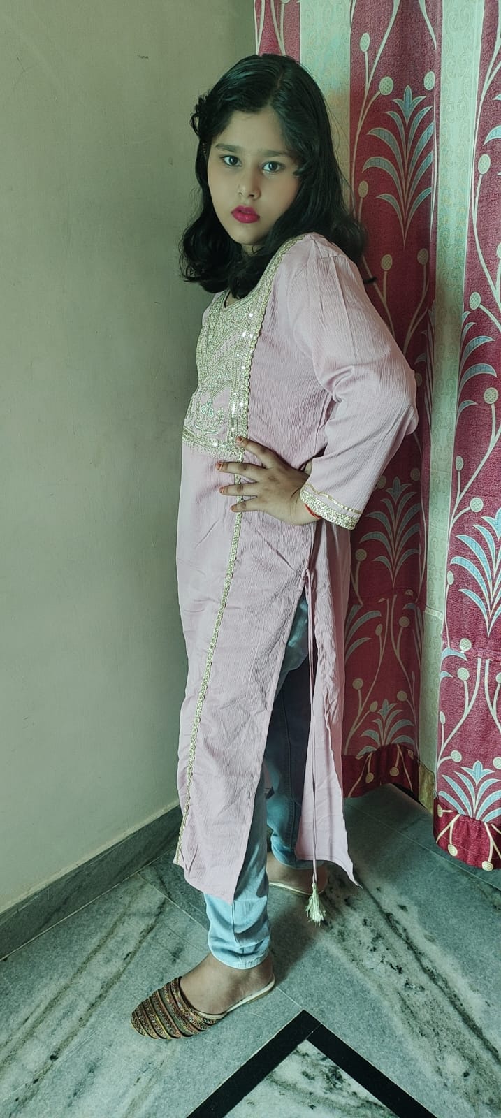 Embroidery kurta for women pink