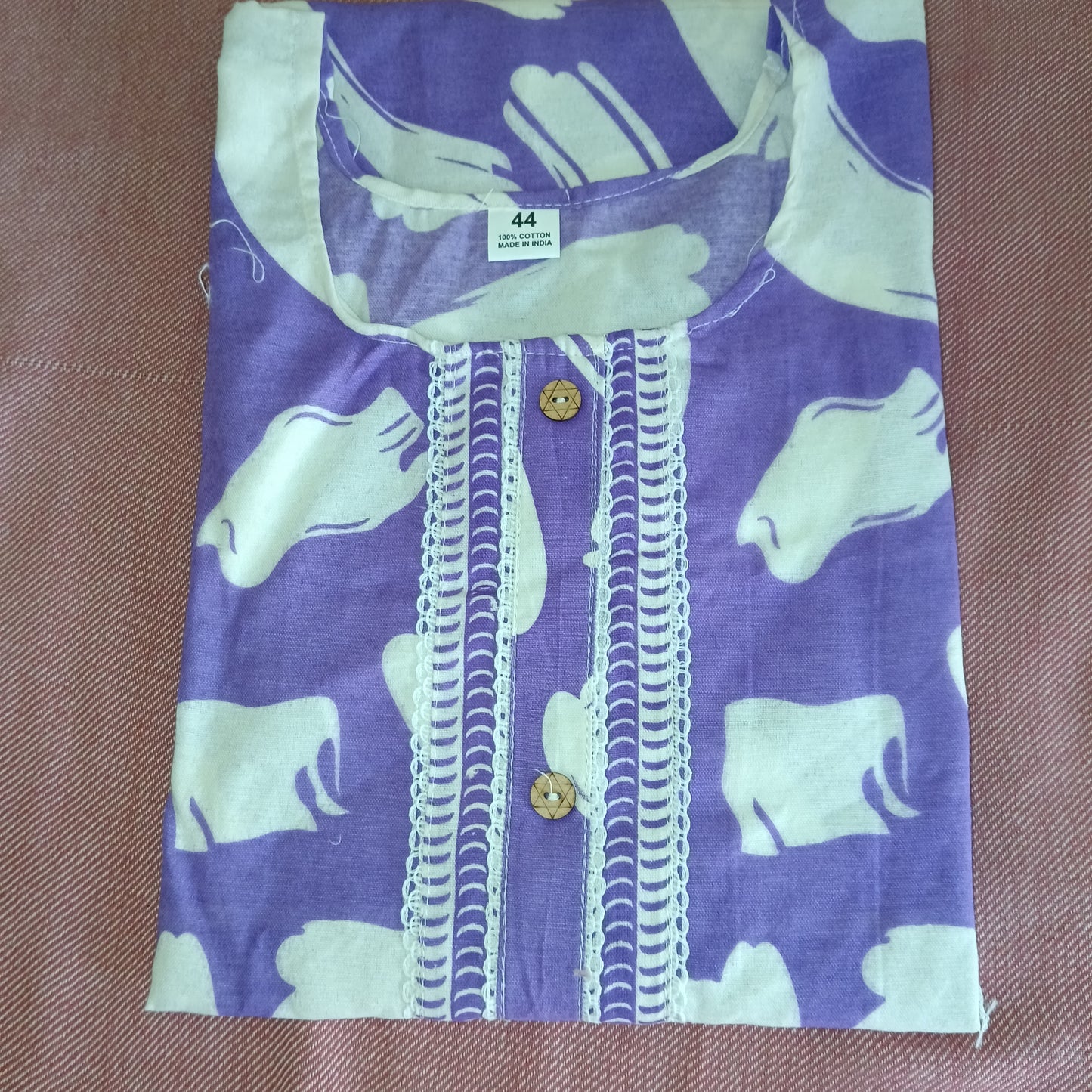 Fusionn Clickbait Purple Printed Kurta Pant Co-Ord Set
