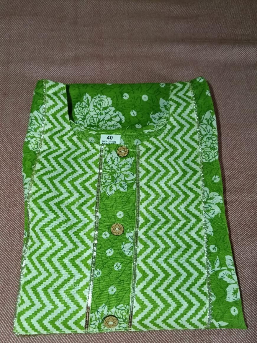 Fusionn Clickbait Light green Printed Kurta Pant Co-Ord Set
