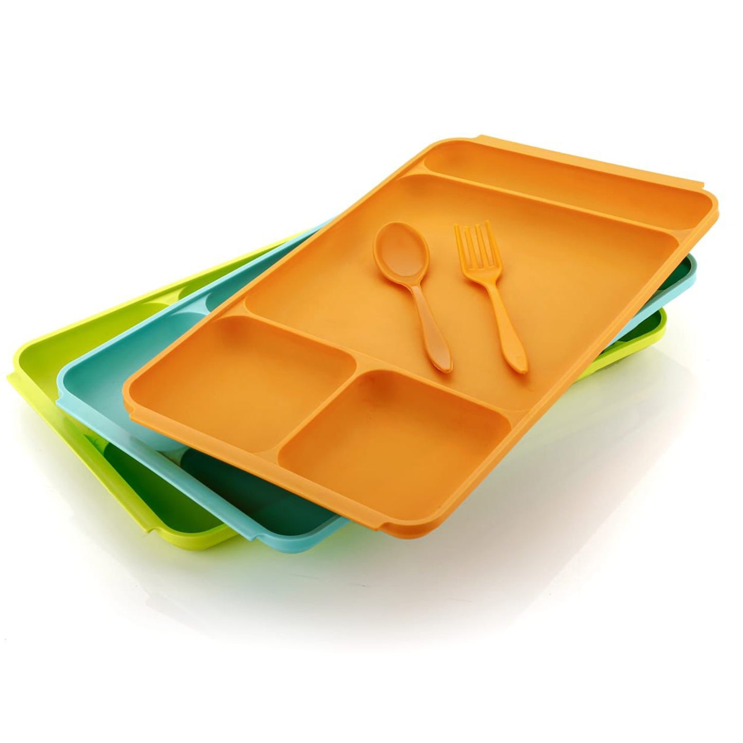 4 compartment Dish With Spoon And Fork Dinner Plate