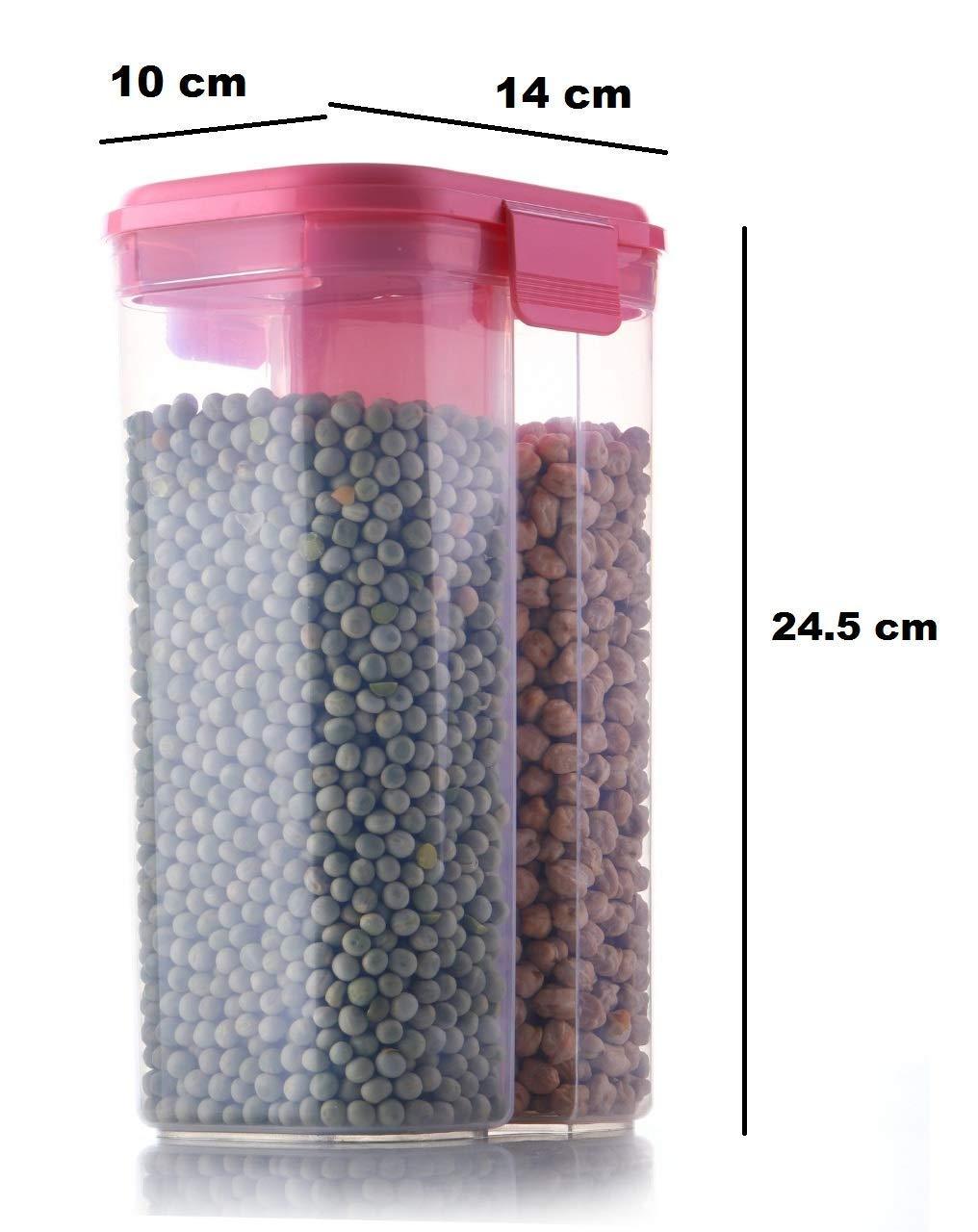 Plastic 2 Sections Air Tight Transparent Storage Container (2 Ltr)