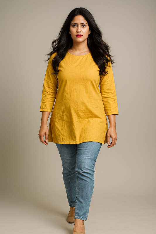 Fusionn Clickbait Cotton Yellow Top