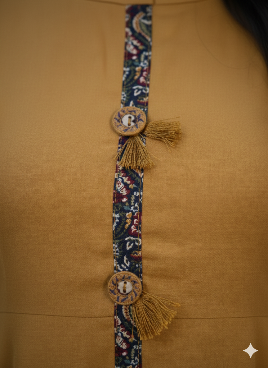 Fusionn Clickbait Women Solid Pure cotton A-Line Kurta (Red, Brown)