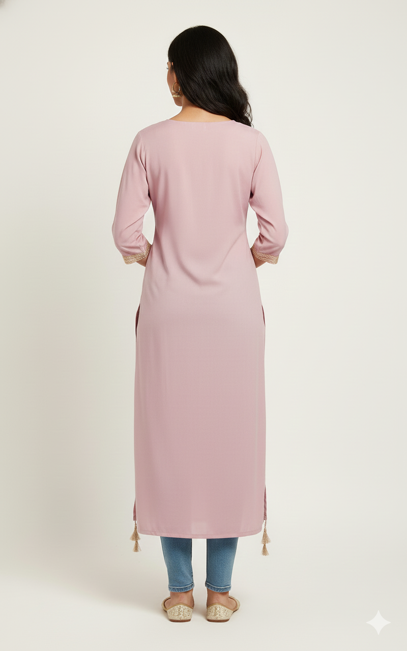 Embroidery kurta for women pink