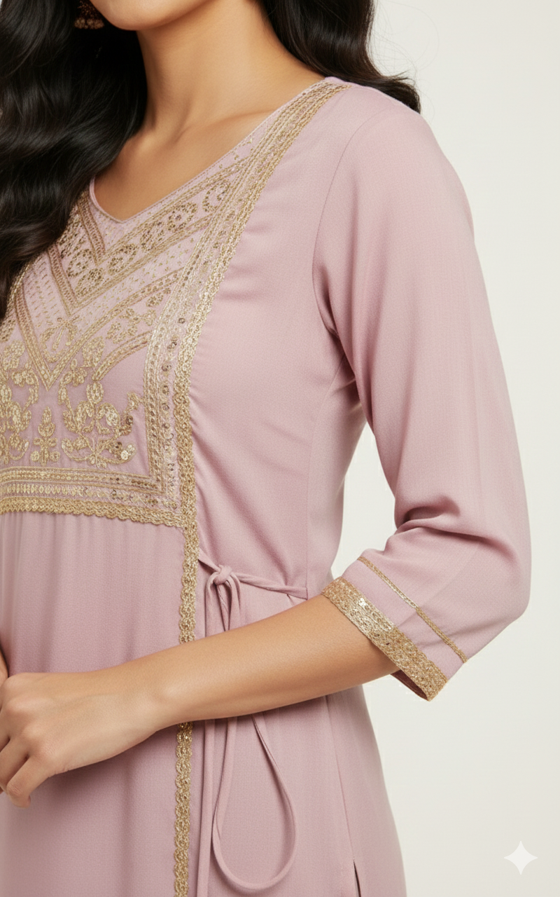 Embroidery kurta for women pink