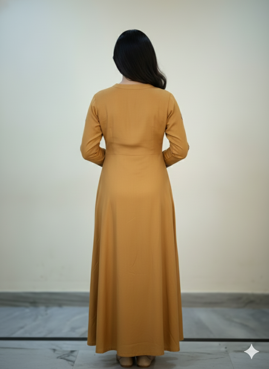 Fusionn Clickbait Women Solid Pure cotton A-Line Kurta (Red, Brown)