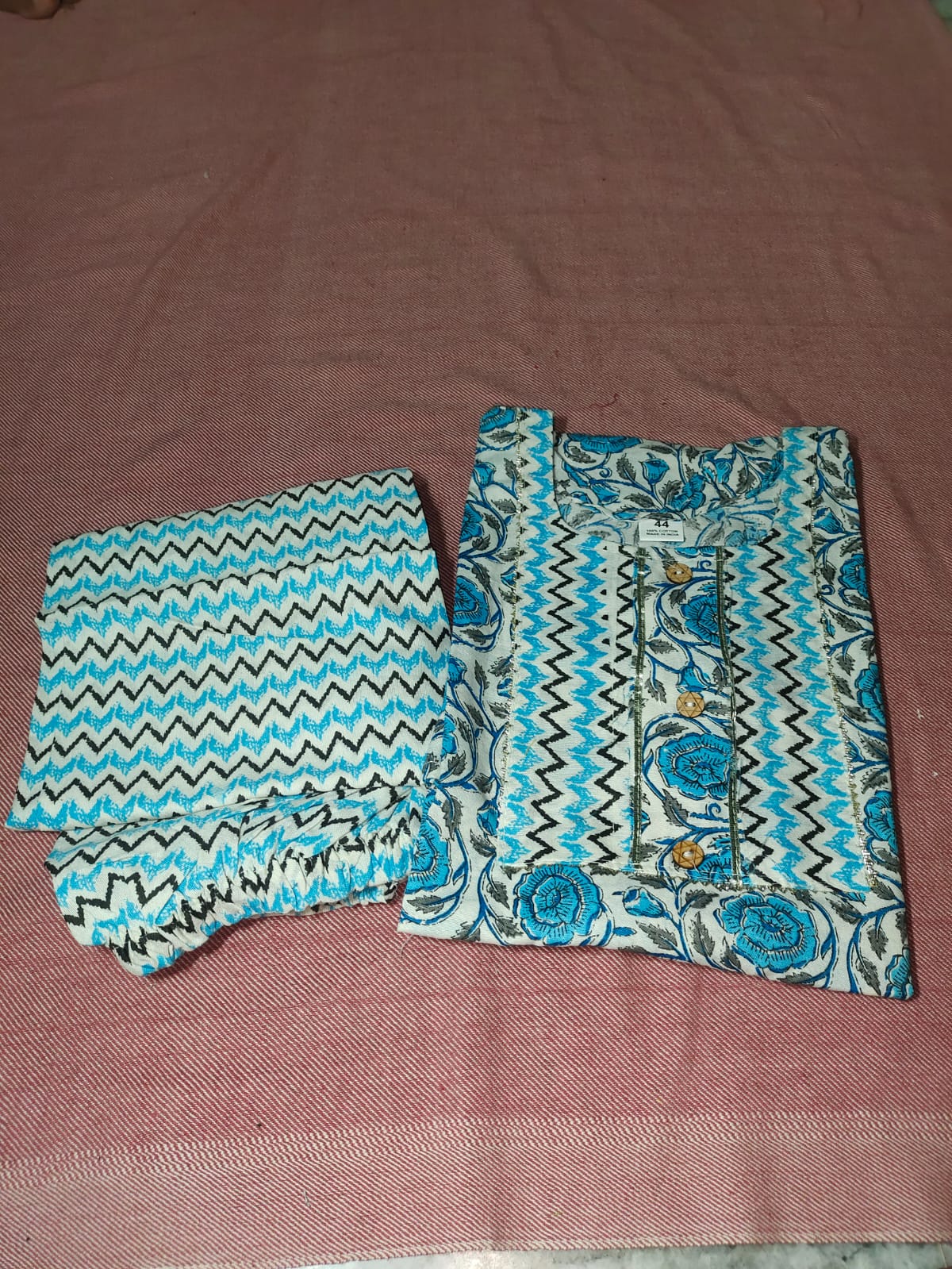 Fusionn Clickbait Blue Printed Kurta Pant Co-Ord Set
