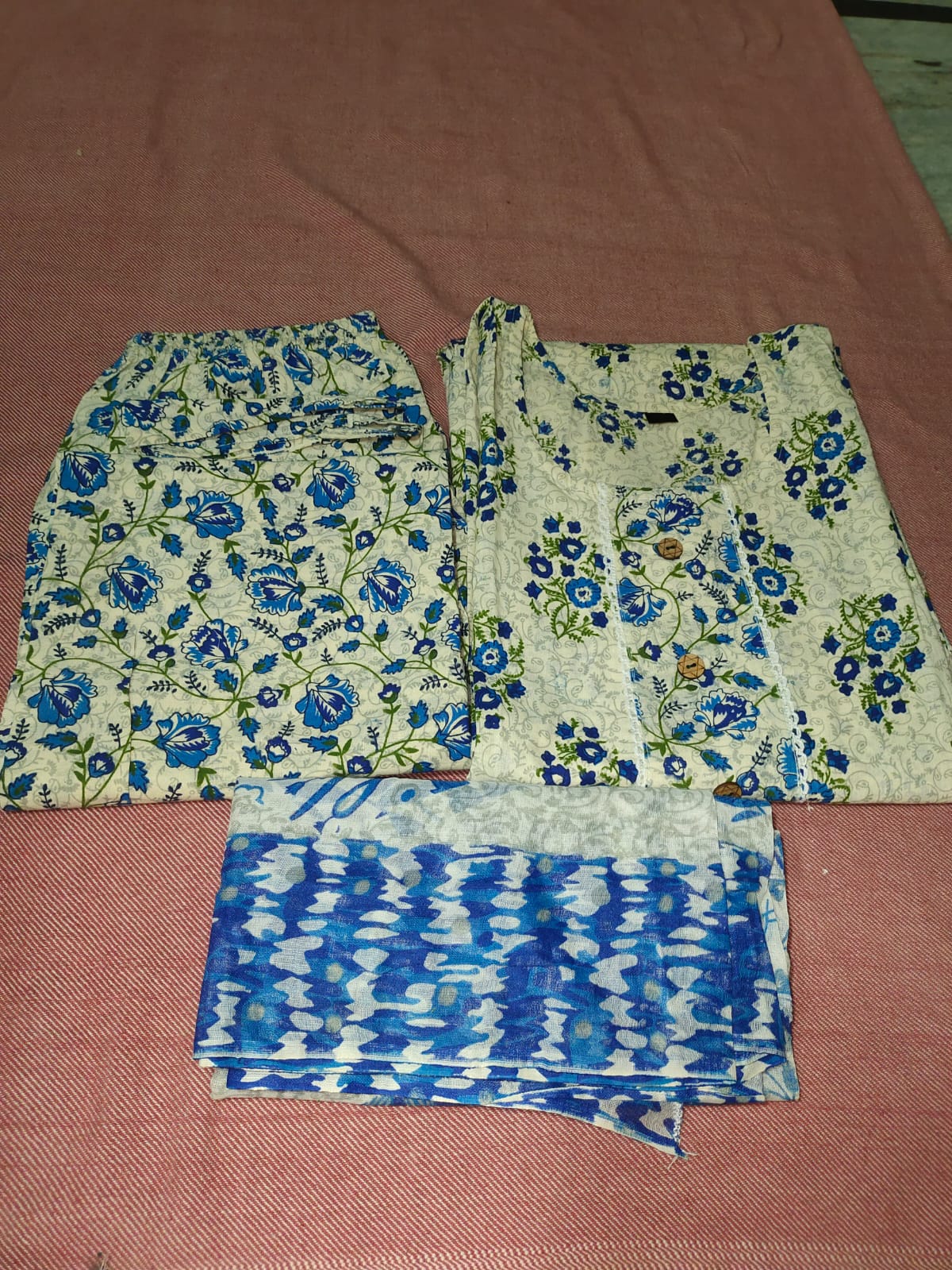 Fusionn Clickbait Printed straight cotton kurta pant Dupatta set