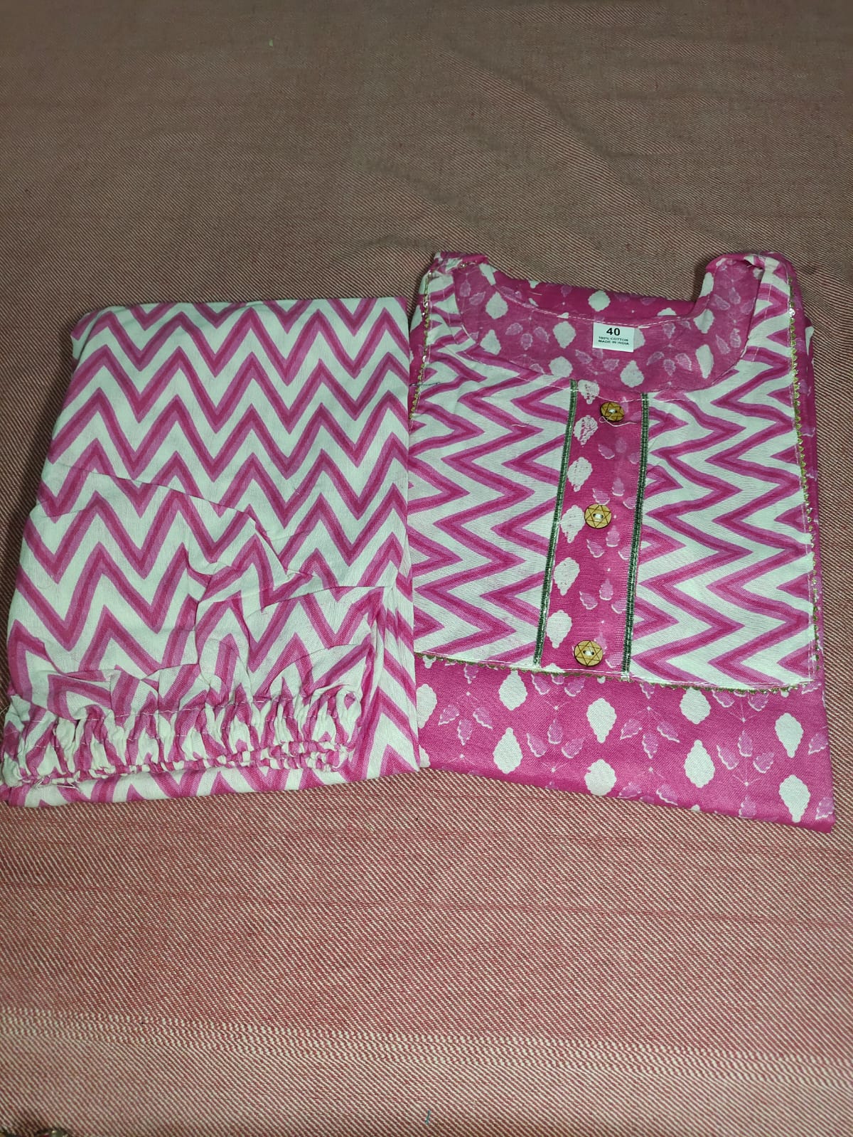 Fusionn Clickbait Pink Printed Kurta Pant Co-Ord Set