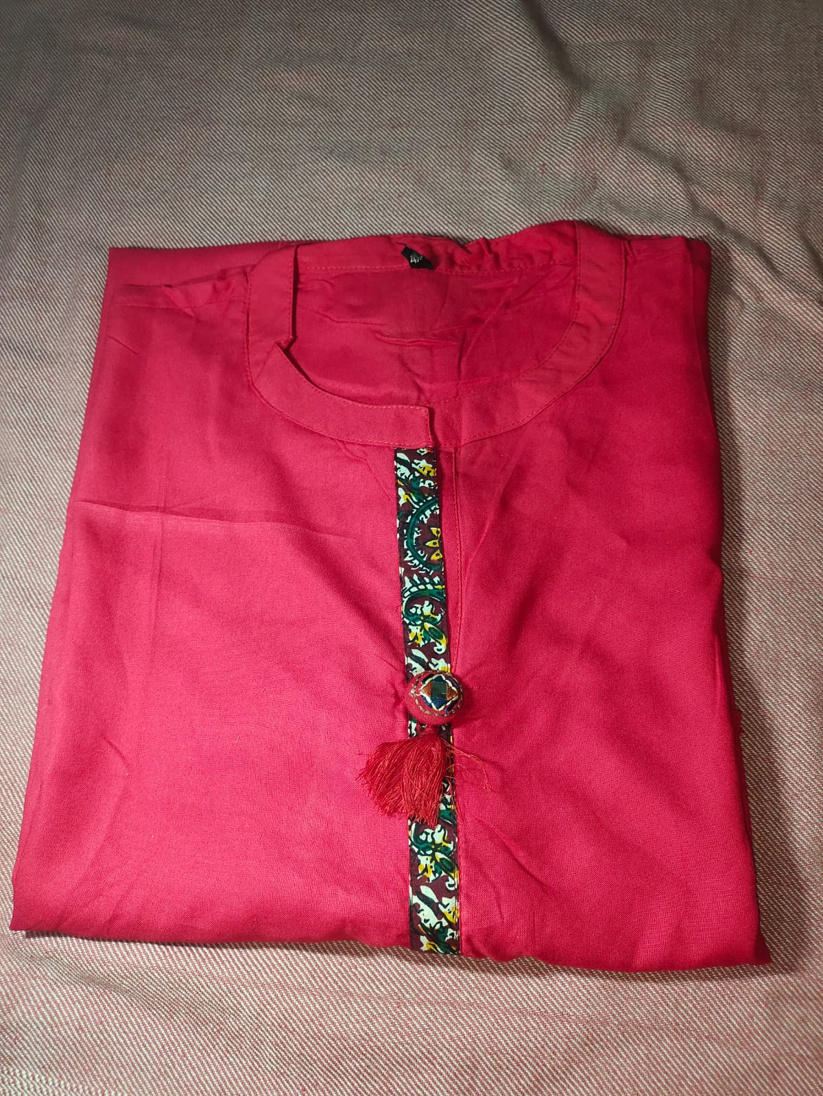 Fusionn Clickbait Women Solid Pure cotton A-Line Kurta (Red, Brown)
