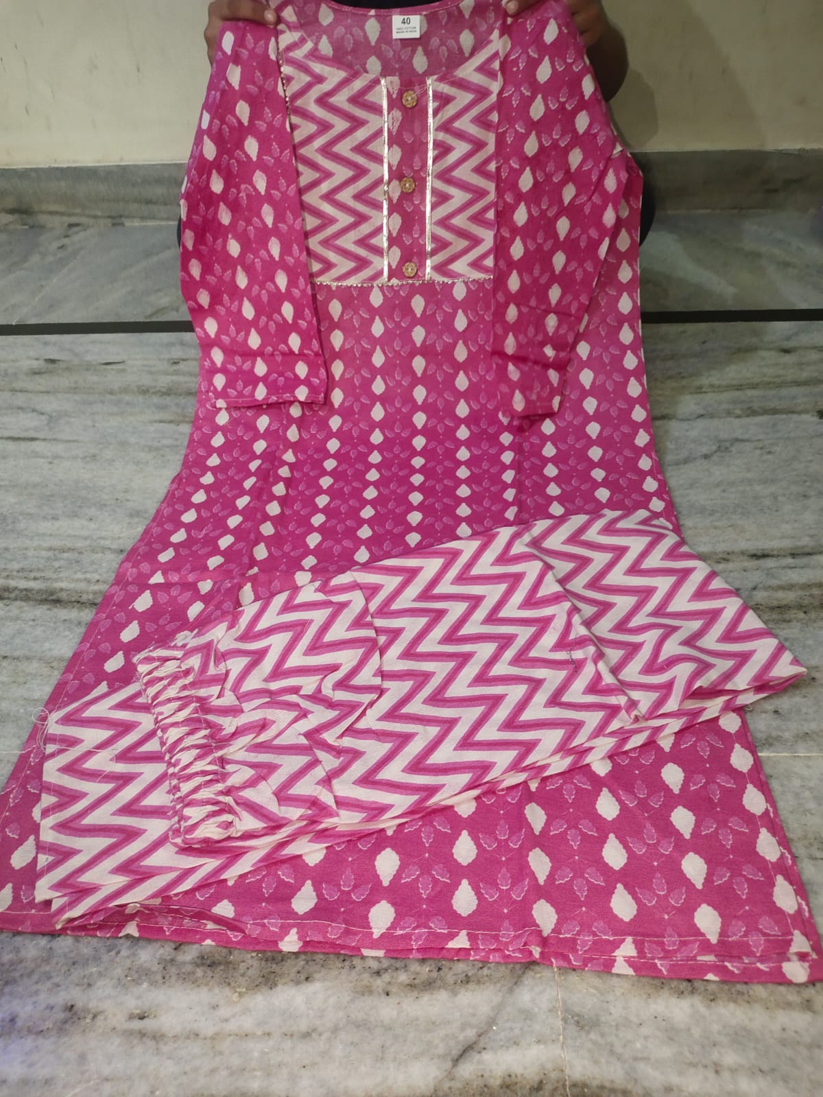 Fusionn Clickbait Pink Printed Kurta Pant Co-Ord Set
