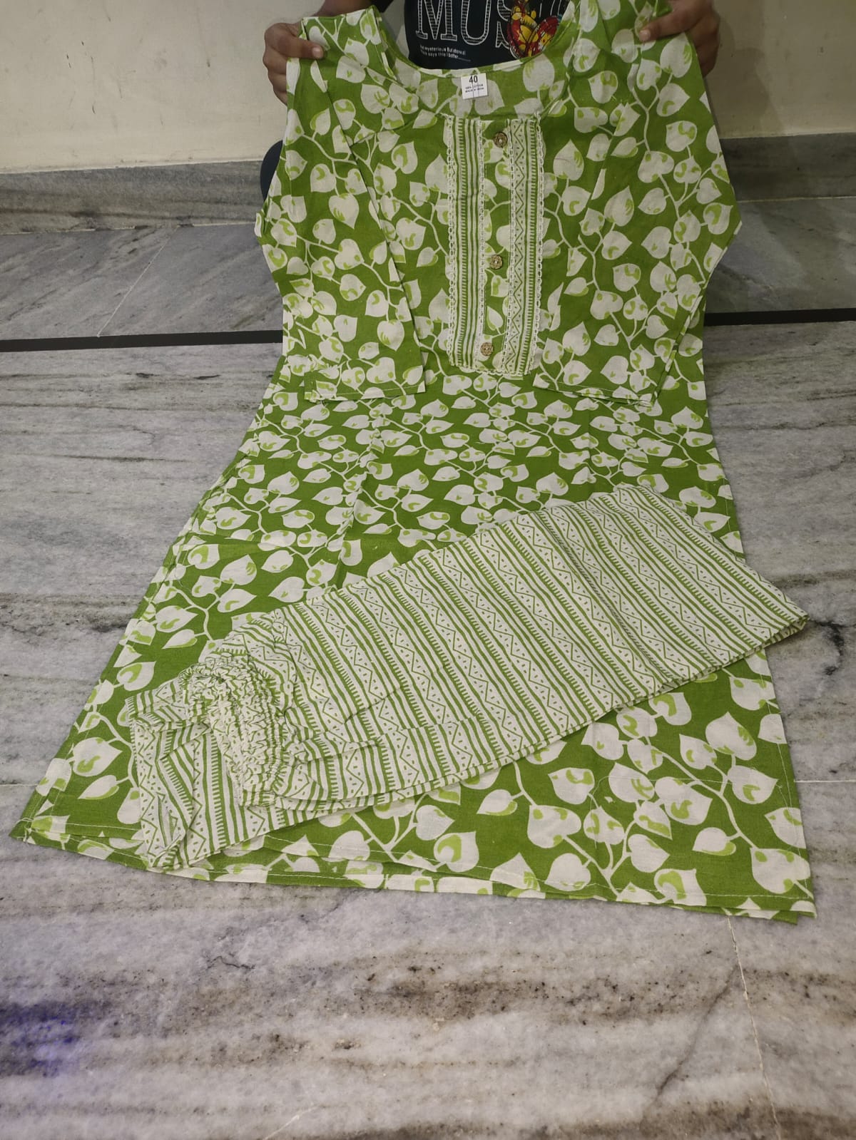 Fusionn Clickbait Light Green Printed Kurta Pant Co-Ord Set