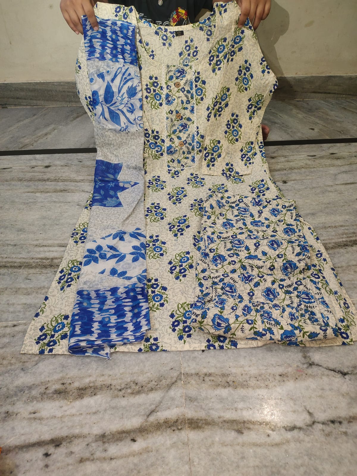 Fusionn Clickbait Printed straight cotton kurta pant Dupatta set
