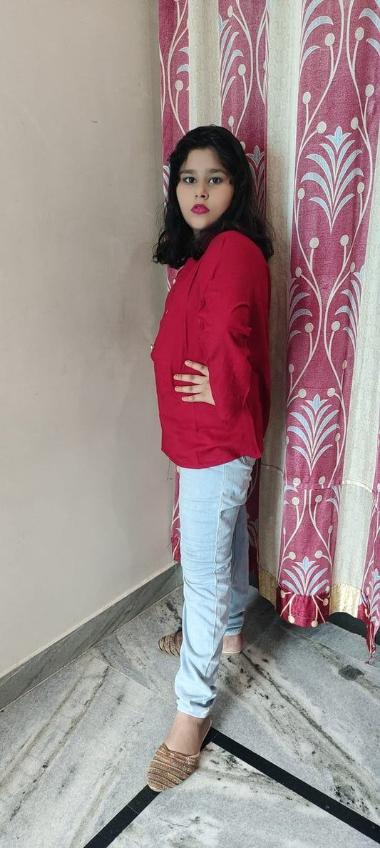 Red Kurta shirt top