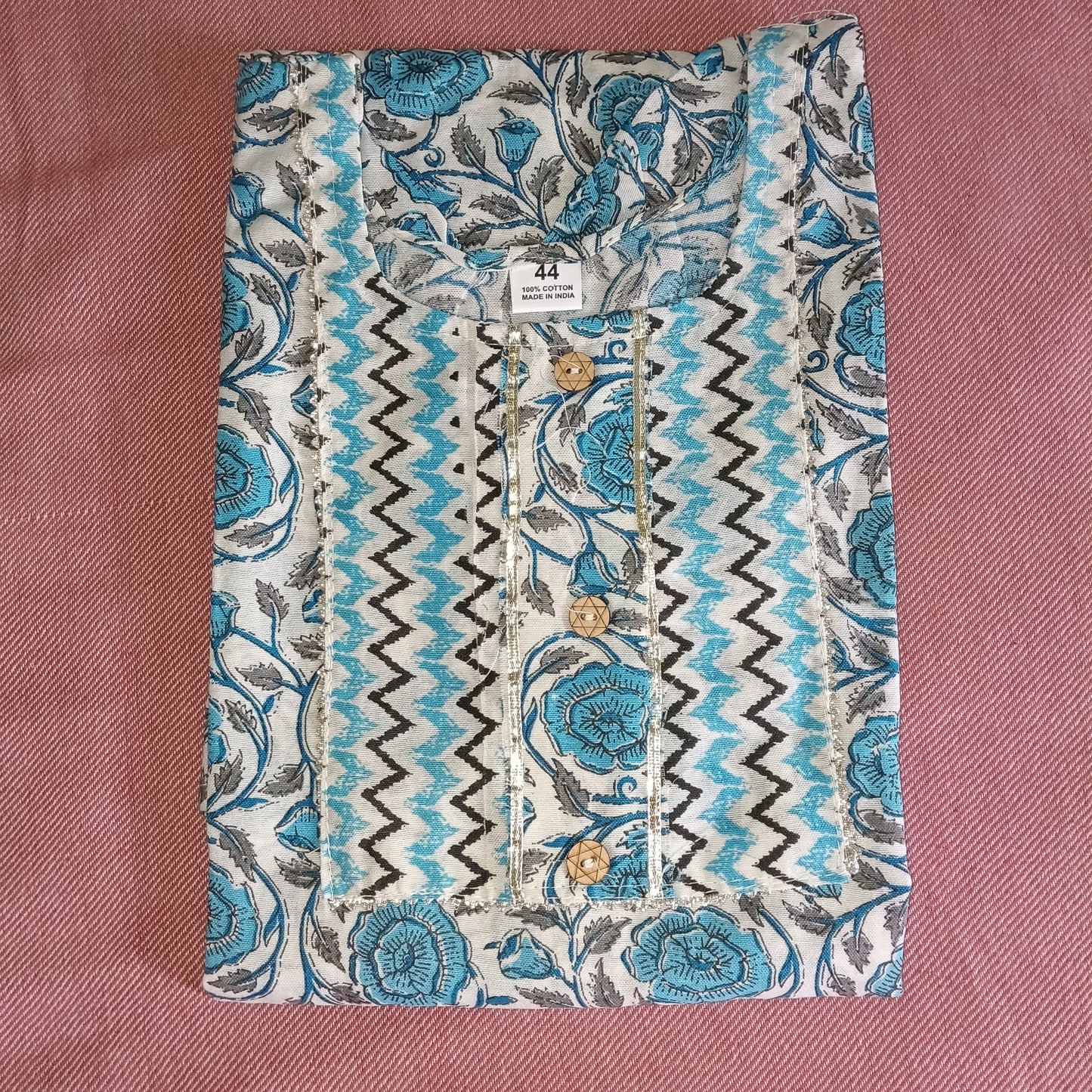 Fusionn Clickbait Blue Printed Kurta Pant Co-Ord Set