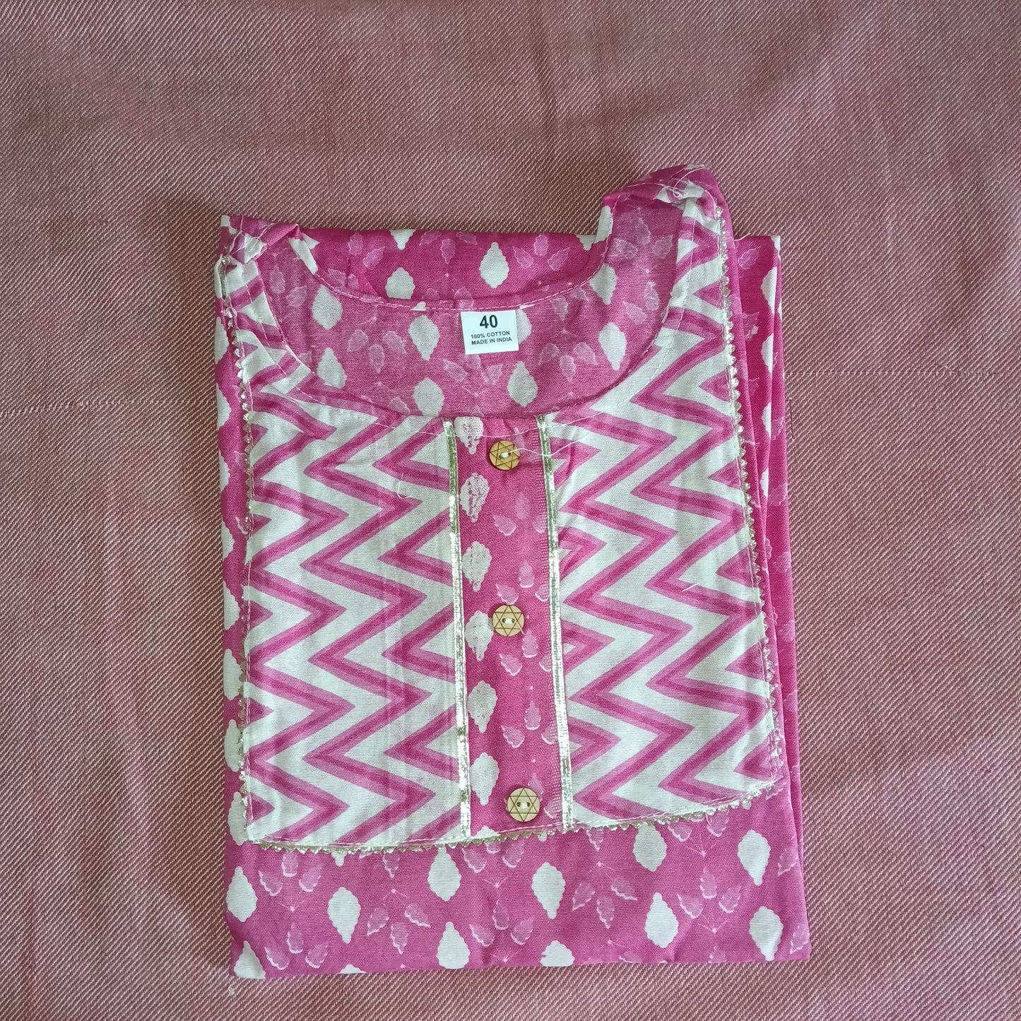 Fusionn Clickbait Pink Printed Kurta Pant Co-Ord Set