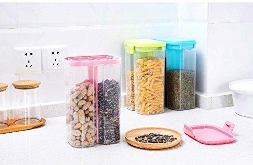 Plastic 2 Sections Air Tight Transparent Storage Container (2 Ltr) (With Box)