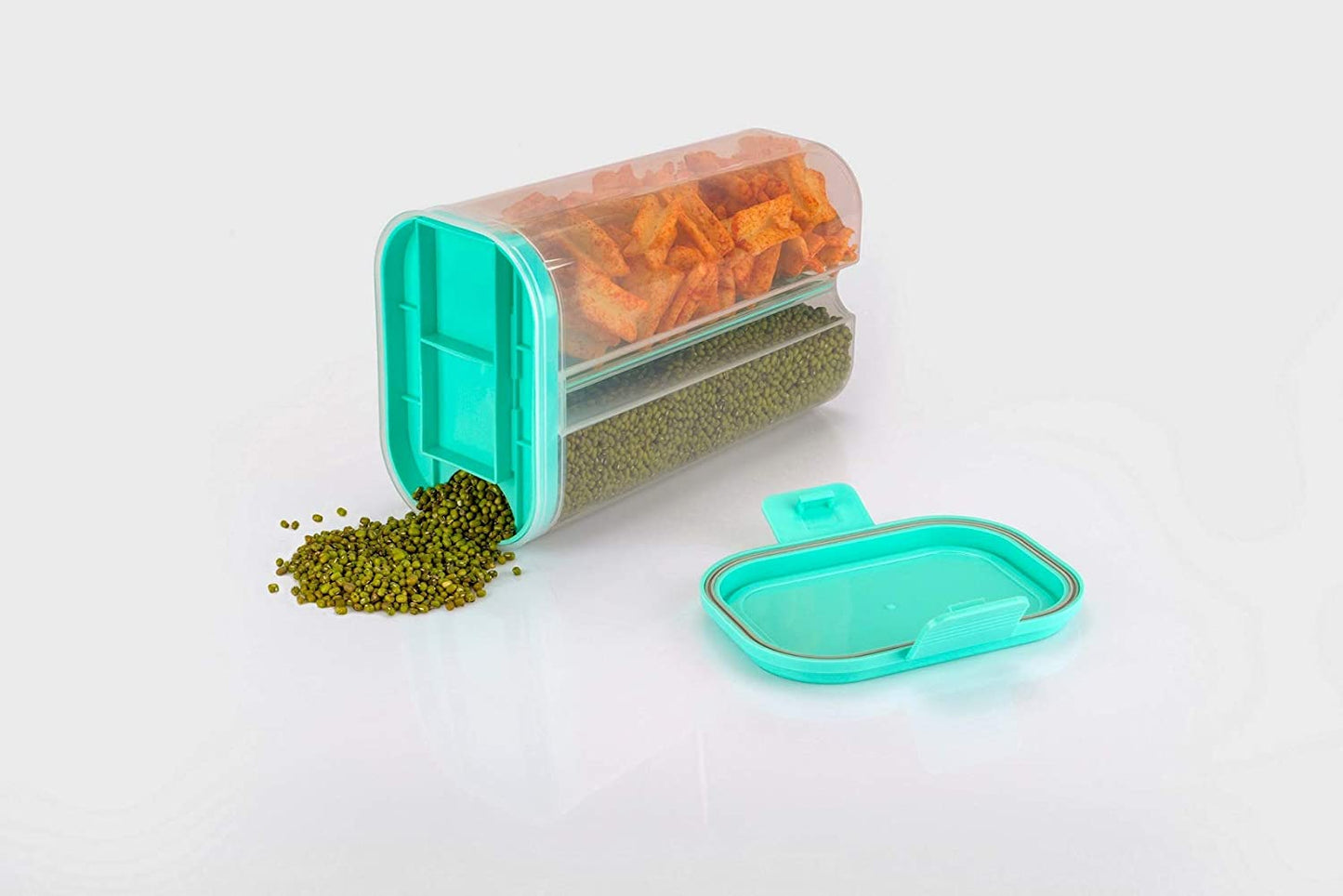 Plastic 2 Sections Air Tight Transparent Storage Container (2 Ltr) (With Box)